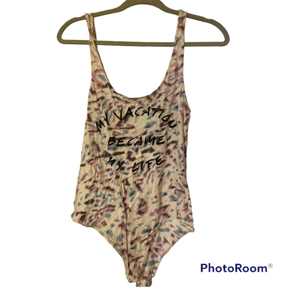 RVCA tie dye My Vacation Became My Life bodysuit size large